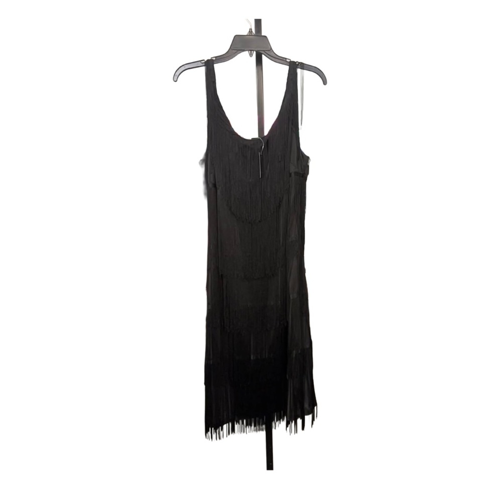 Flapper Black Fringe Sleeveless Dress Ashley Stewart